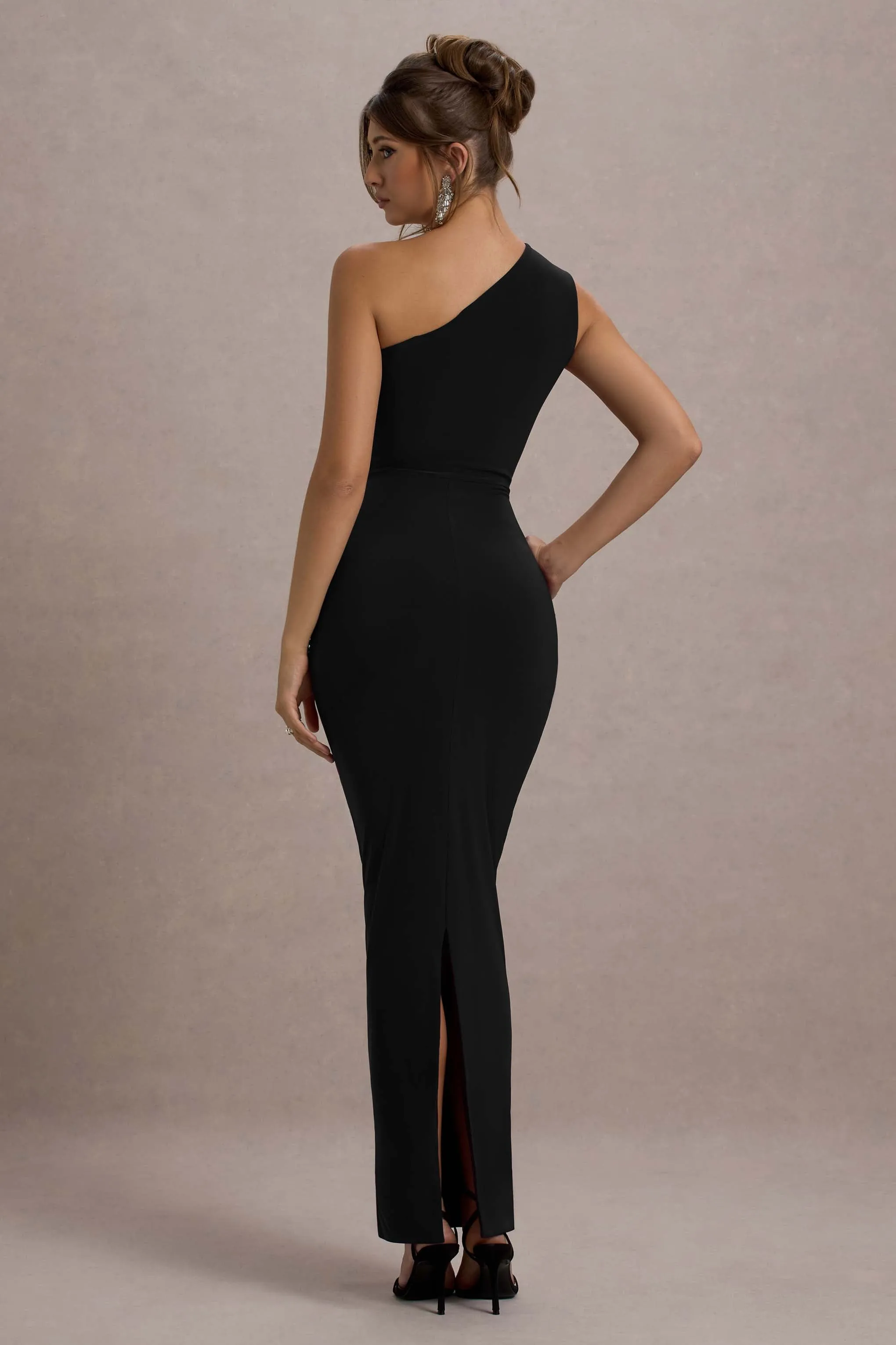 Dalarie | Black One-Shoulder Gathered Maxi Dress Club L London