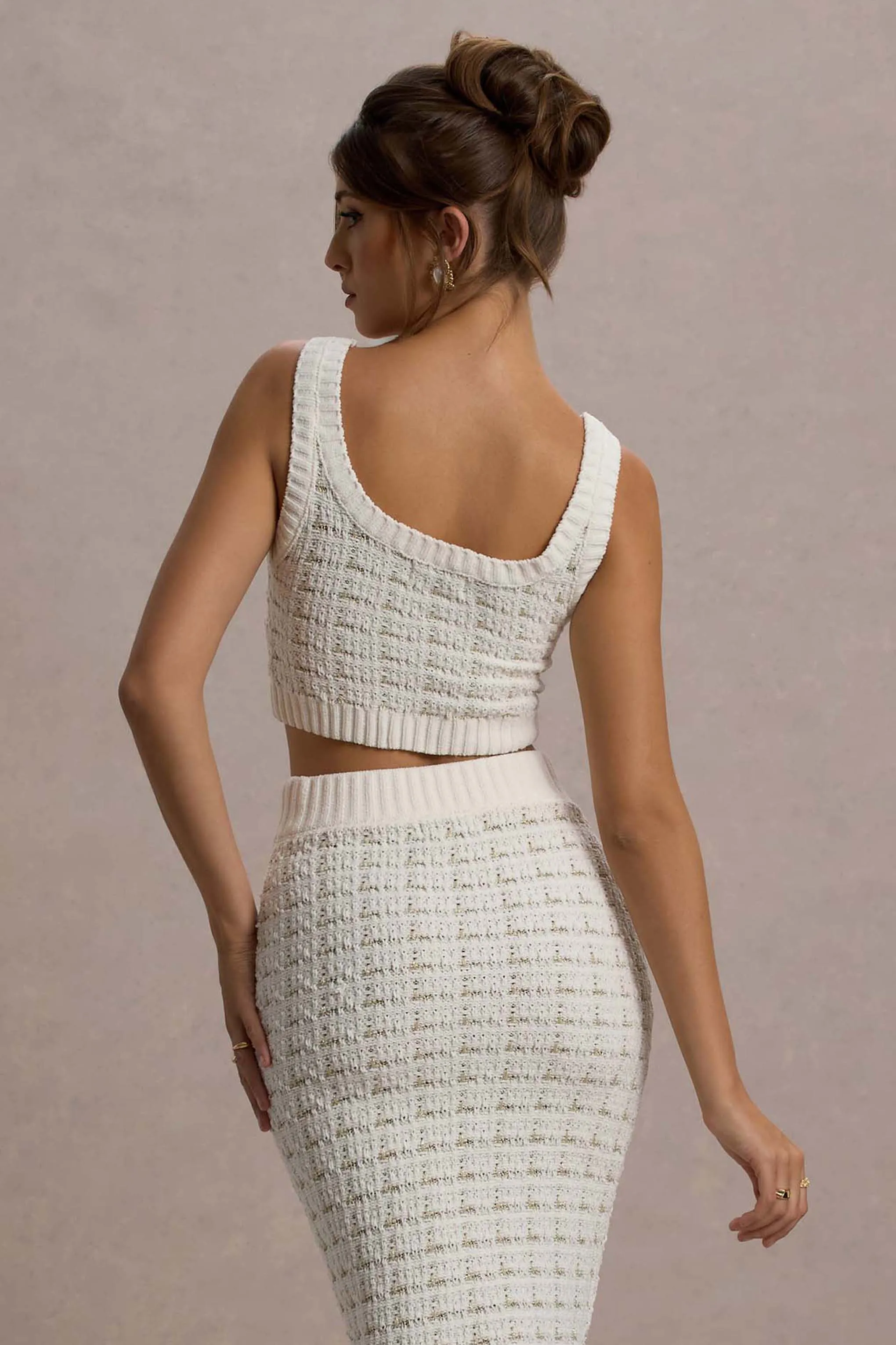 Dee | Cream Boucle Crop Top Club L London