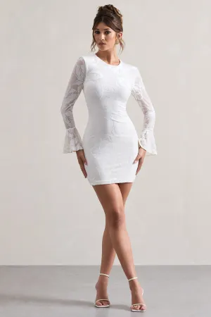 Della | White Bodycon Flared-Sleeve Micro Mini Dress Club L London