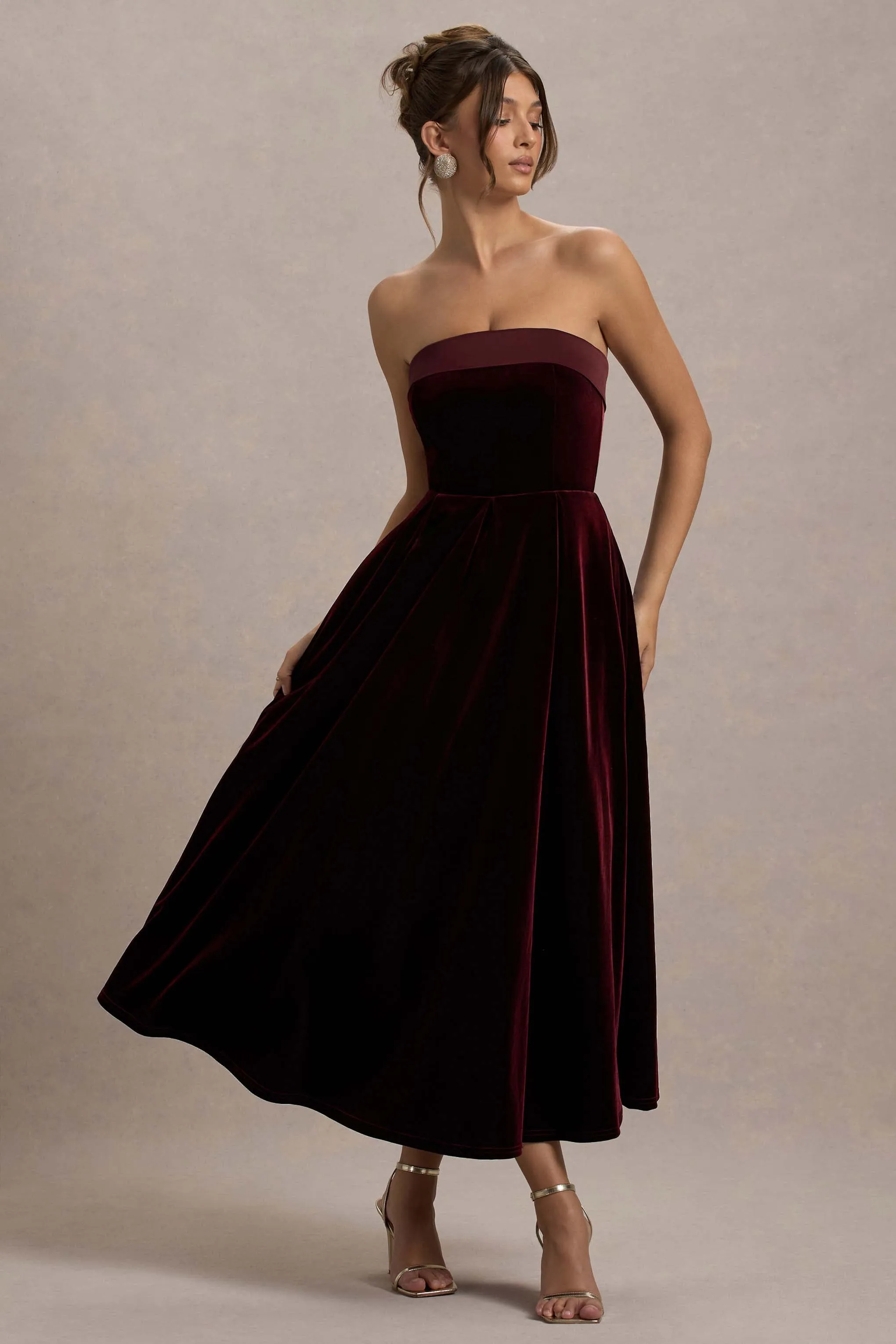 Delray | Port Velvet Bandeau Midi Dress Club L London