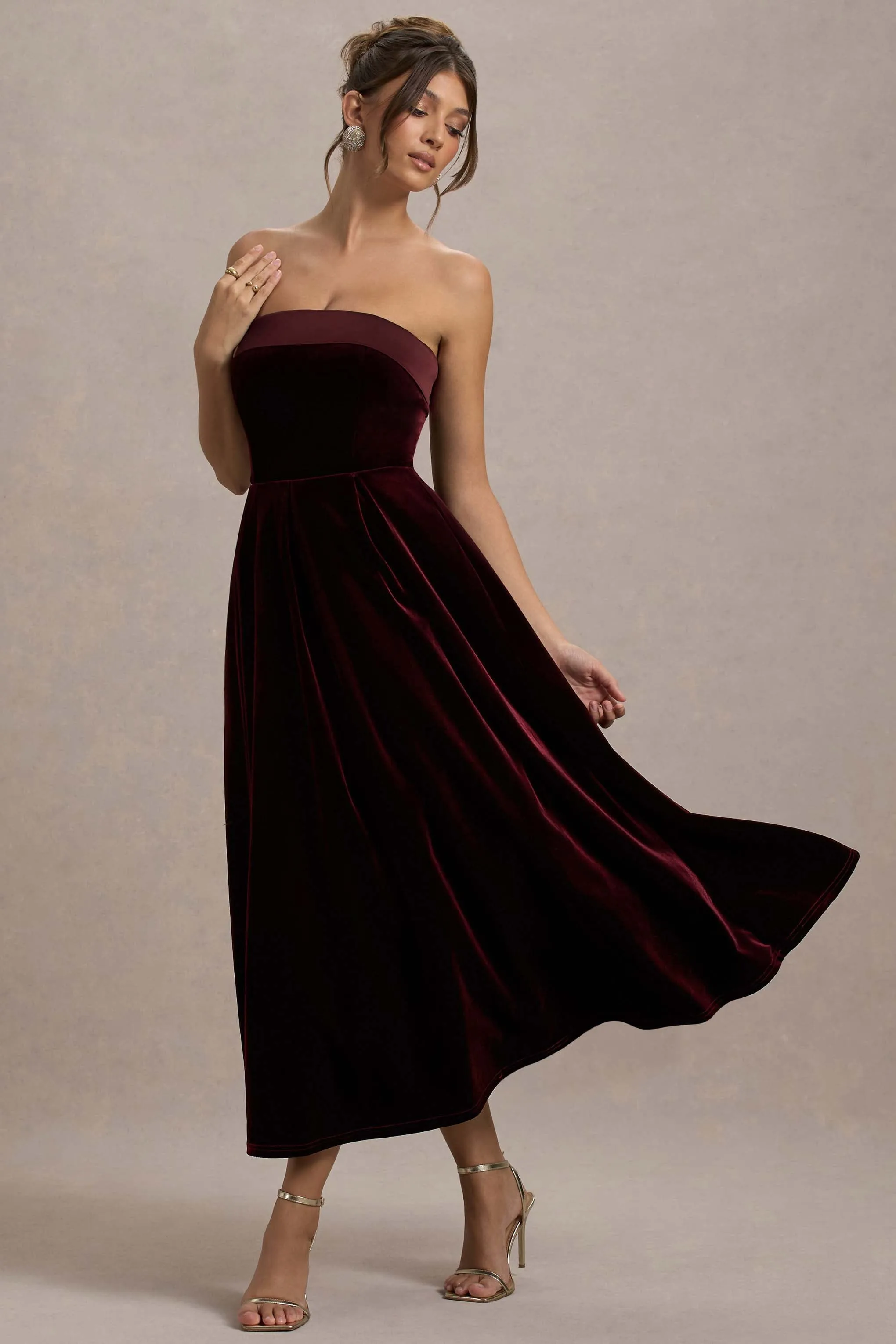 Delray | Port Velvet Bandeau Midi Dress Club L London
