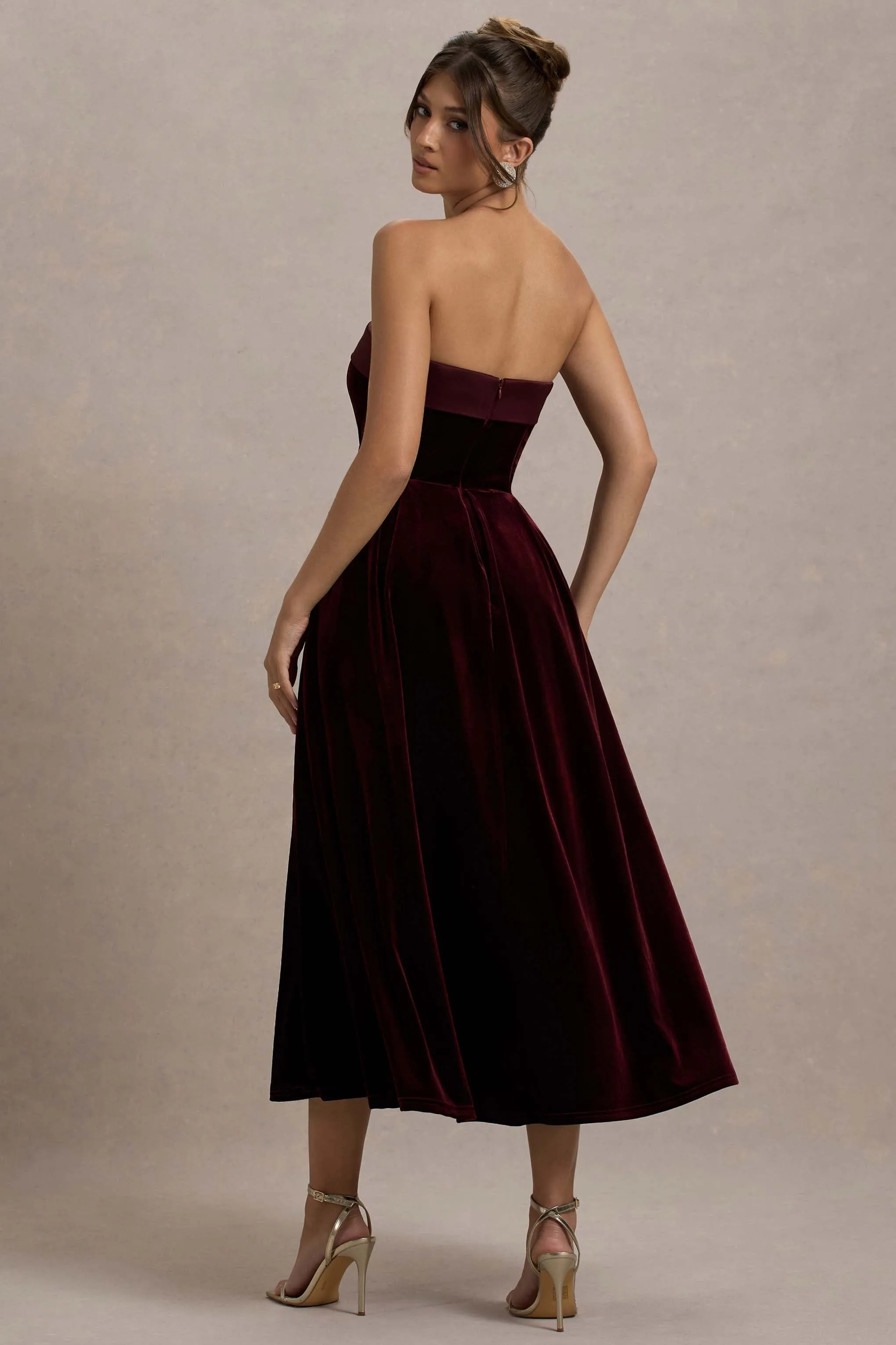 Delray | Port Velvet Bandeau Midi Dress Club L London