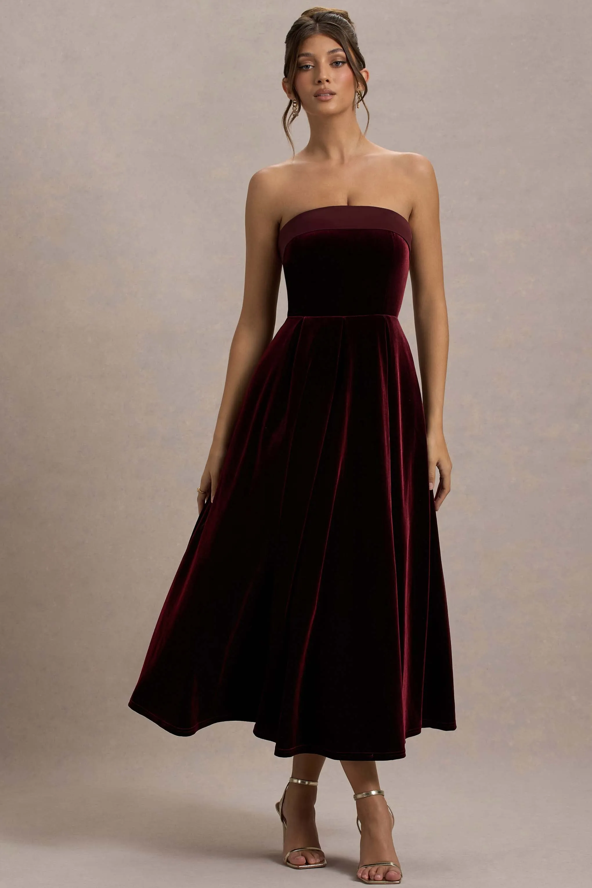 Delray | Port Velvet Bandeau Midi Dress Club L London
