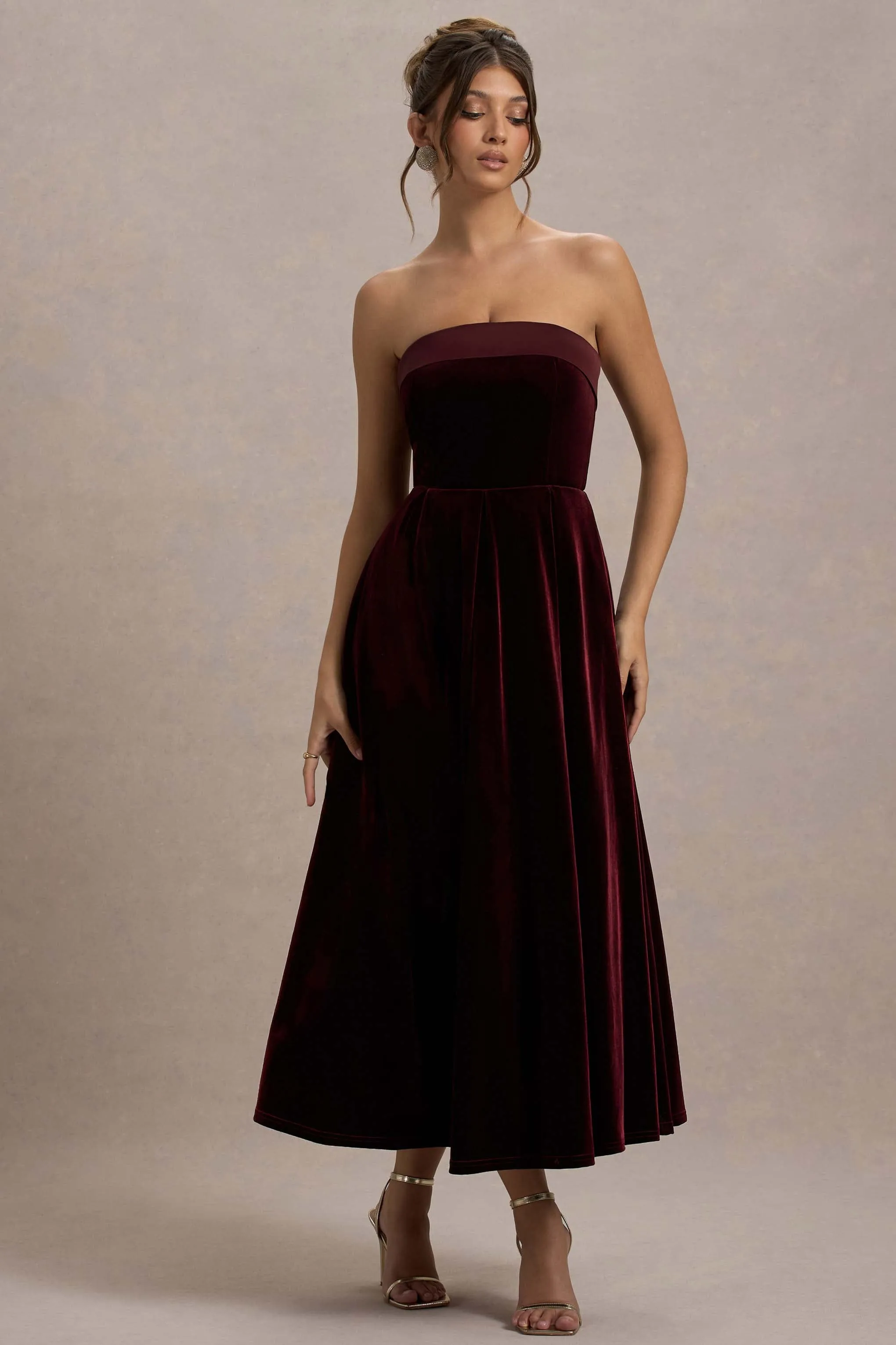 Delray | Port Velvet Bandeau Midi Dress Club L London