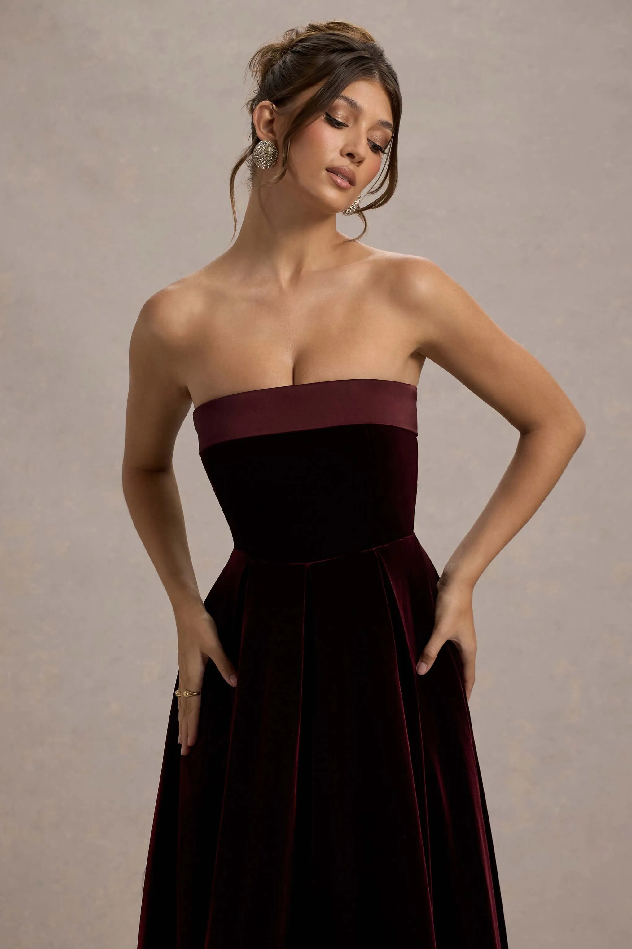 Delray | Port Velvet Bandeau Midi Dress Club L London