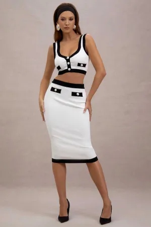 Dione | Black & White Knit Midi Skirt Club L London