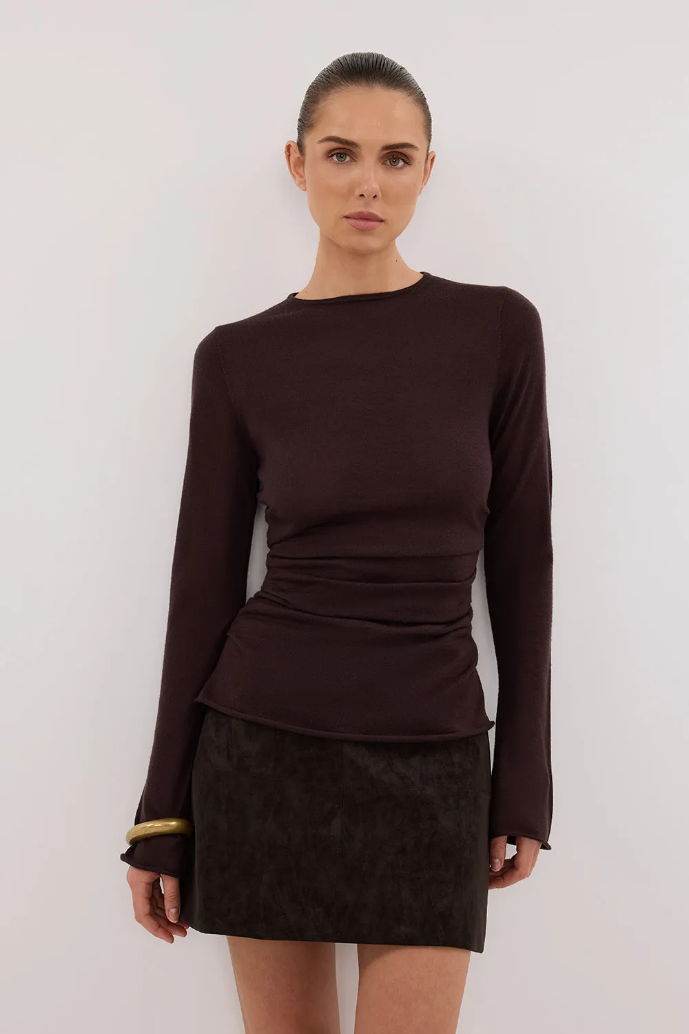Dissh OAKLAND CHOC FAUX SUEDE MINI SKIRT