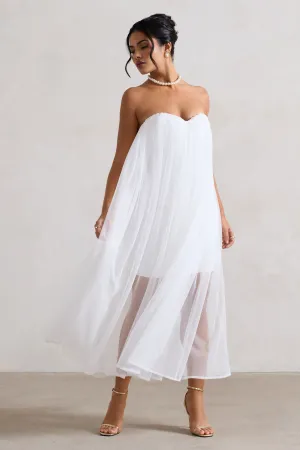 Dreamland | Ivory Sweetheart Corset Mini Dress With Tulle Overlay Club L London