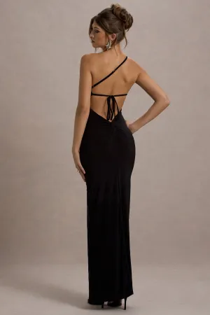 Dressing Up | Black One Shoulder Maxi Dress With Open Back Detail Club L London