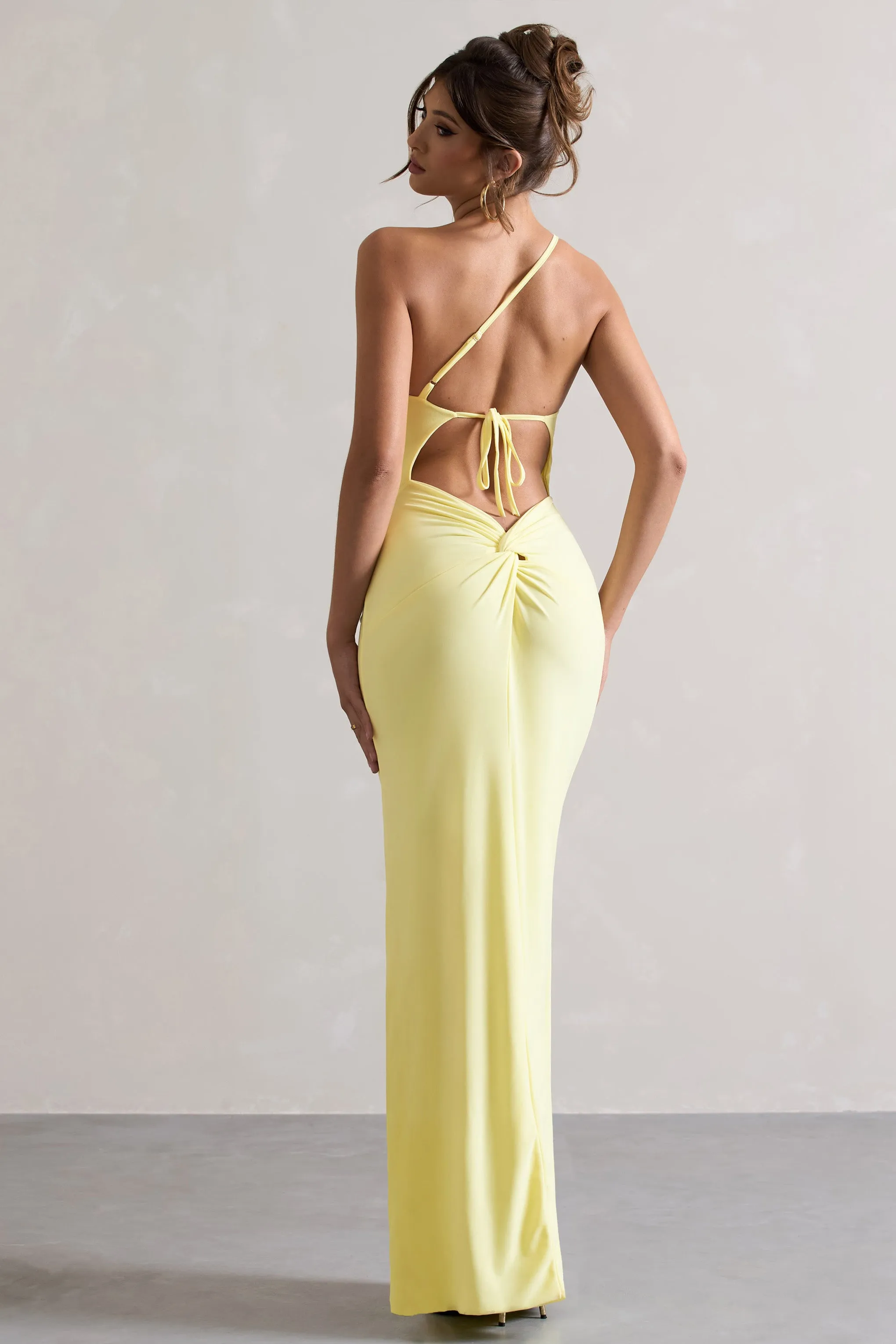 Dressing Up | Lemon One Shoulder Maxi Dress With Open Back Detail Club L London