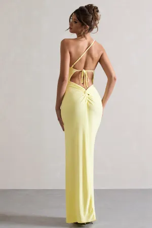 Dressing Up | Lemon One Shoulder Maxi Dress With Open Back Detail Club L London