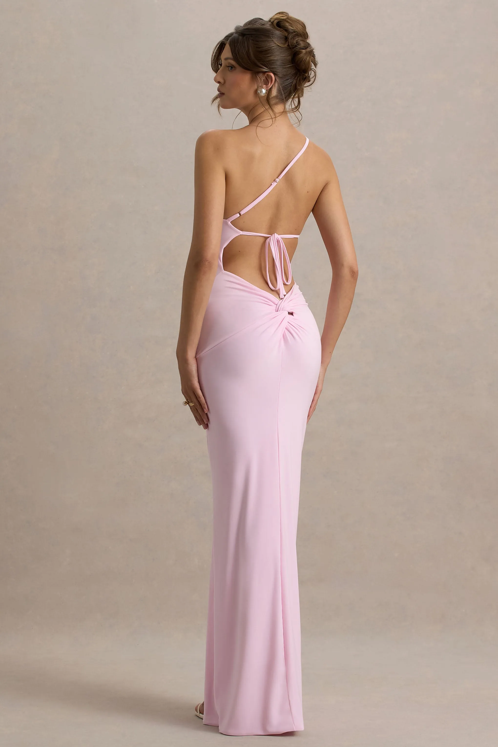Dressing Up | Pink One Shoulder Maxi Dress With Open Back Detail Club L London