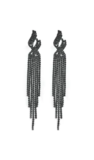 Dunya Black Rhinestone Tassel Earrings Gloria Lanvin