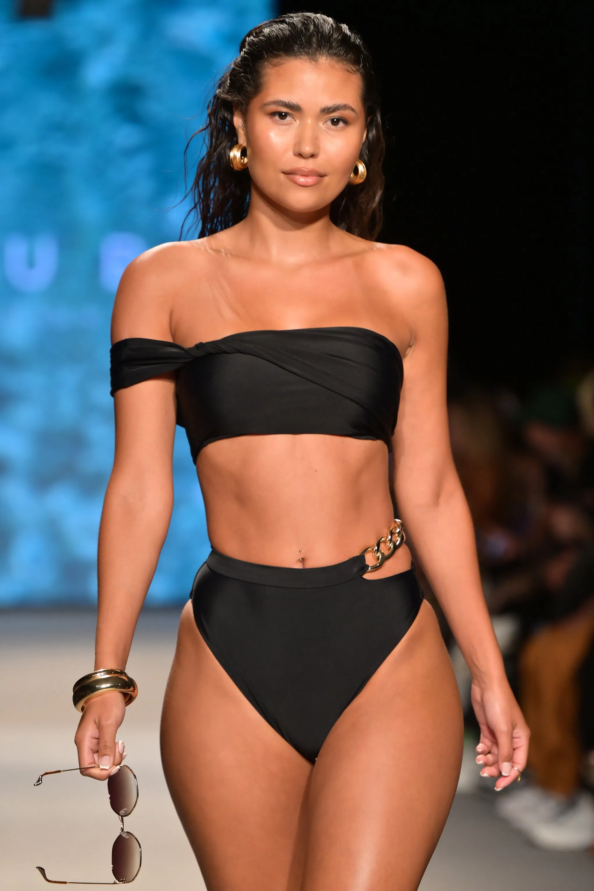 Dusk | Black Draped Bandeau Bikini Top Club L London