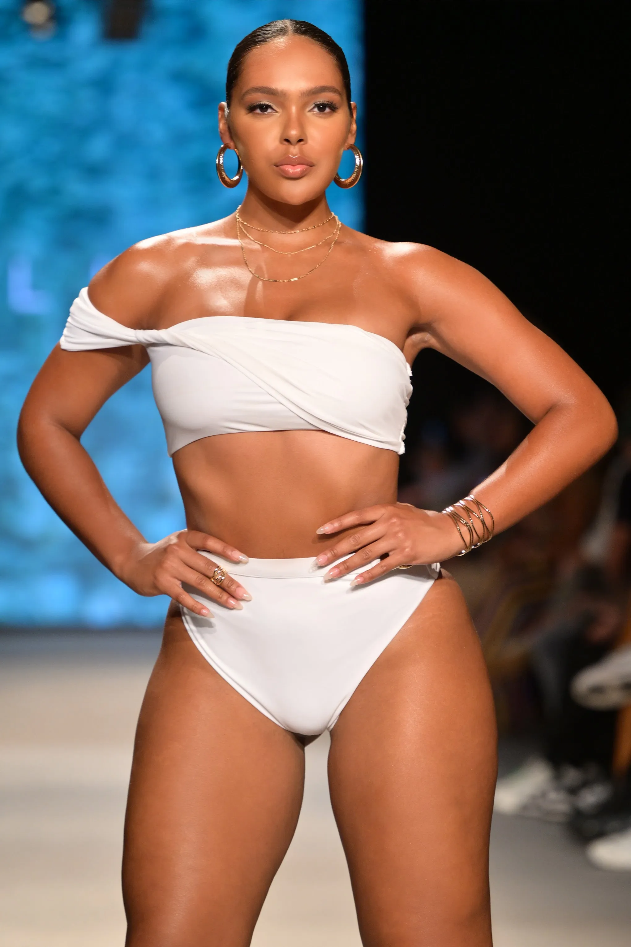 Dusk | White Draped Bandeau Bikini Top Club L London