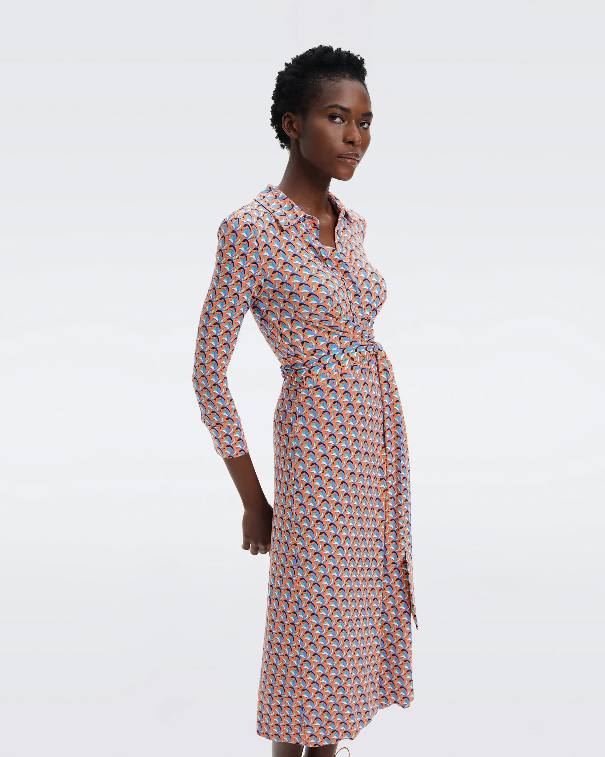 DVFSANA TWO DRESS  FLEURGEO CORAL REEF