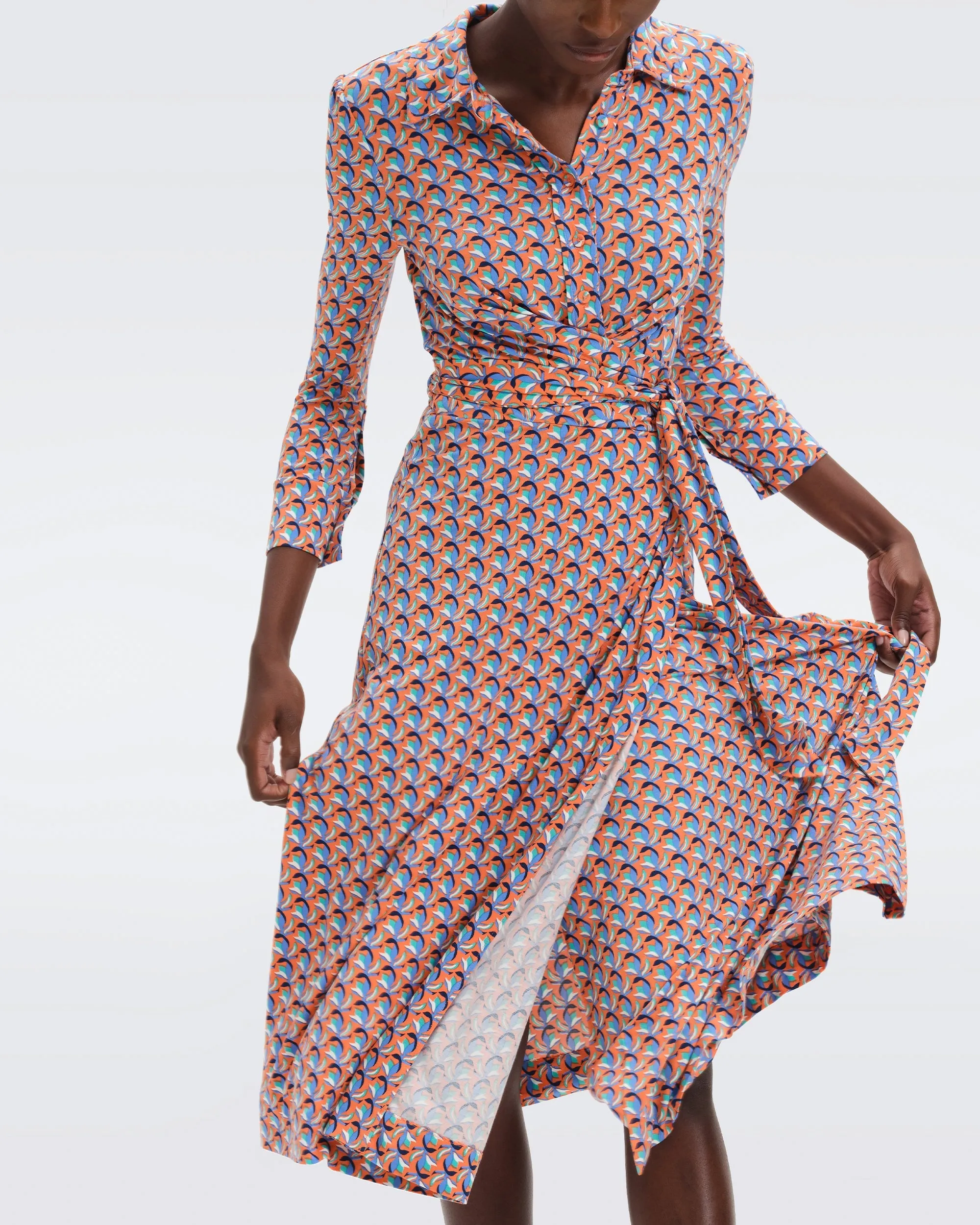 DVFSANA TWO DRESS  FLEURGEO CORAL REEF