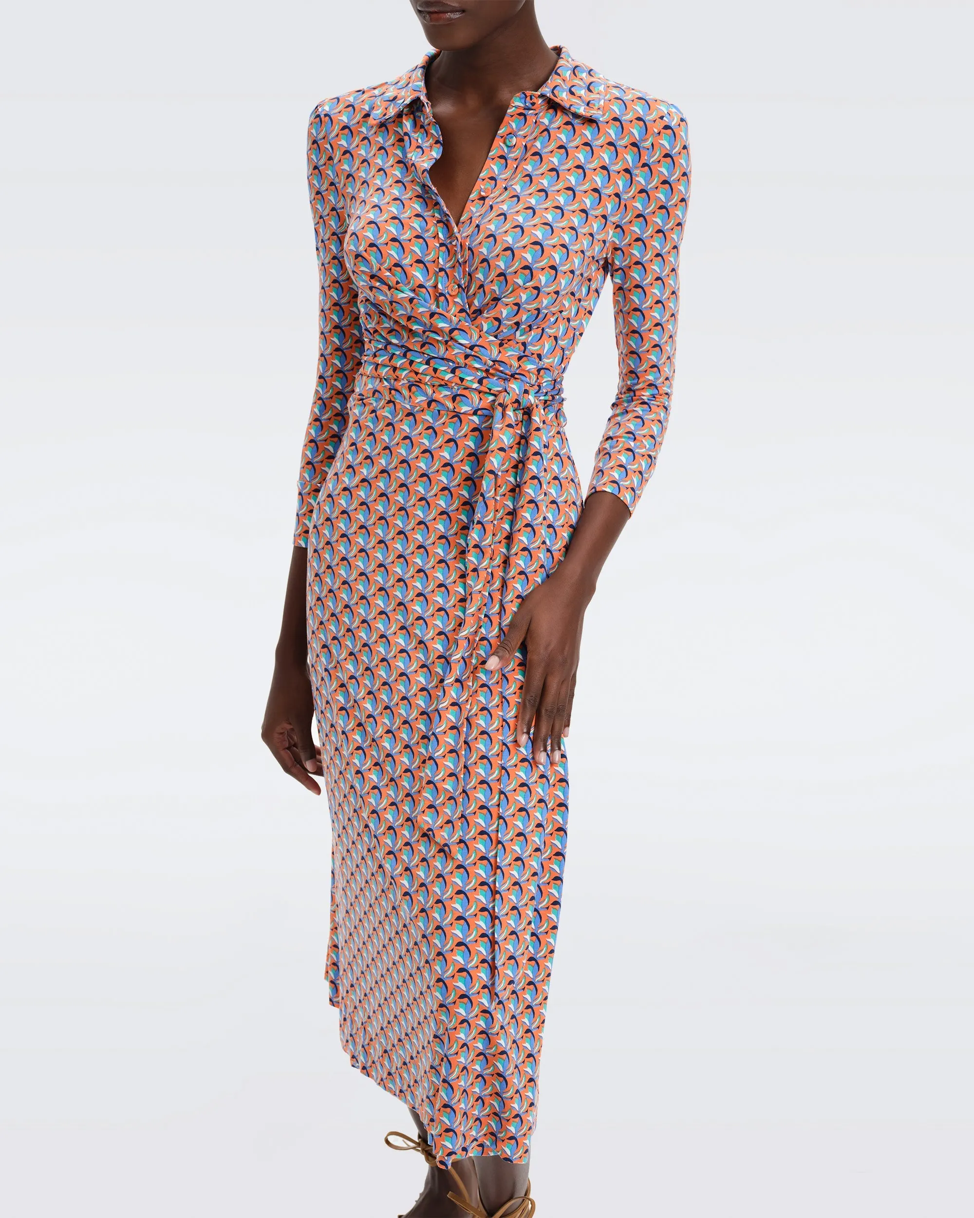 DVFSANA TWO DRESS  FLEURGEO CORAL REEF