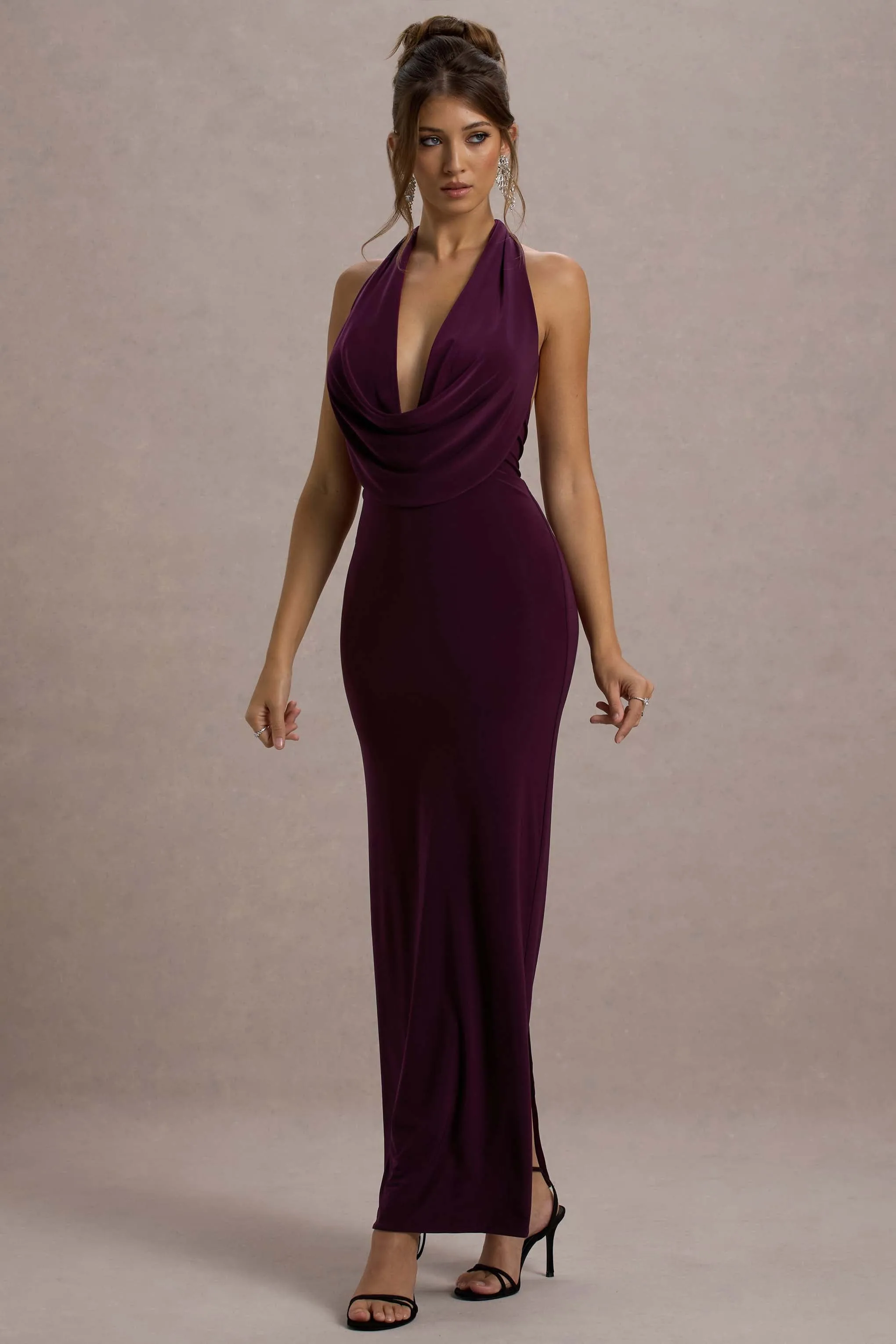 Edessa | Port Plunge-Neck Maxi Dress Club L London