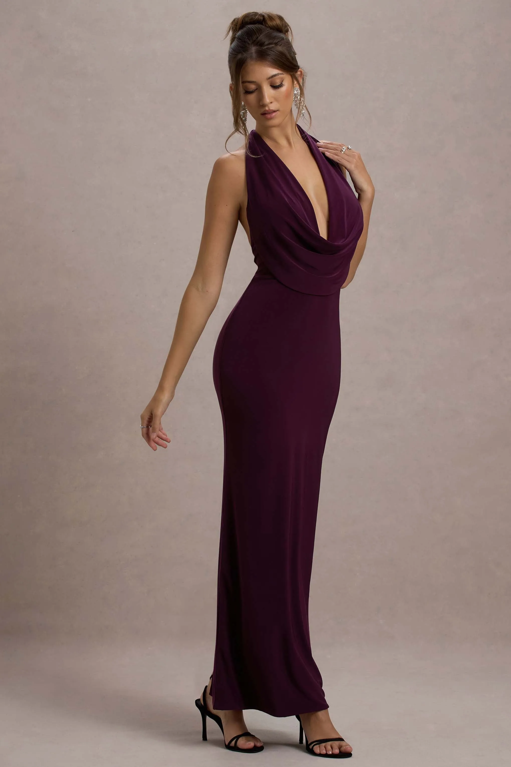 Edessa | Port Plunge-Neck Maxi Dress Club L London