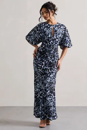 Elidy | Animal Print Ruched Flutter-Sleeve Cut-Out Maxi Dress Club L London