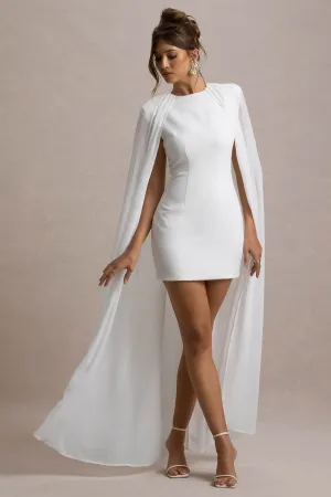 Elysium | White Bodycon Mini Dress With Chiffon Cape Club L London