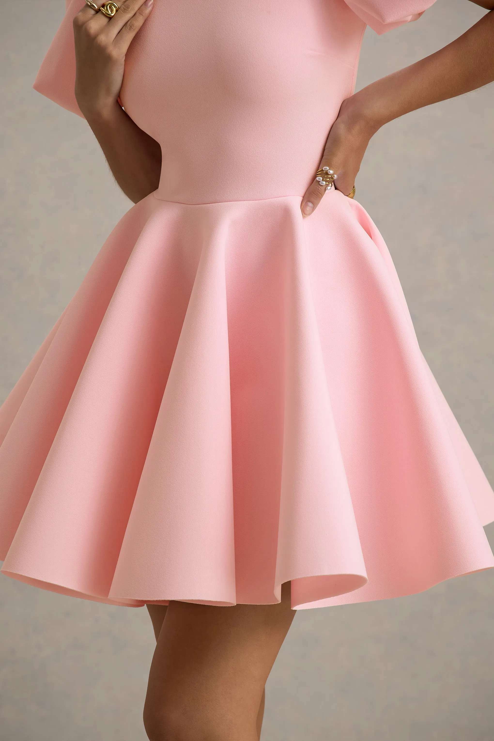 Emelia | Pink Puff-Sleeve Skater Dress Club L London