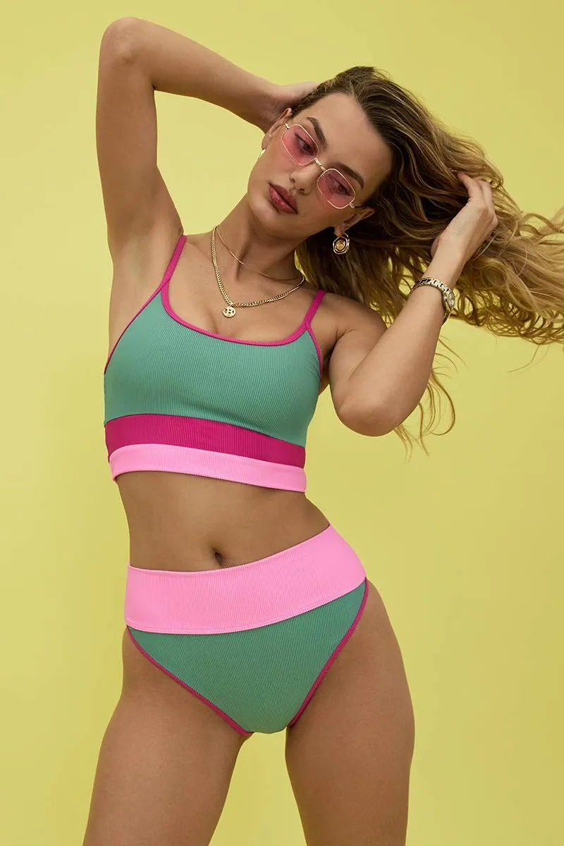 Emmy Bottom Sage Bloom Colorblock Beach Riot