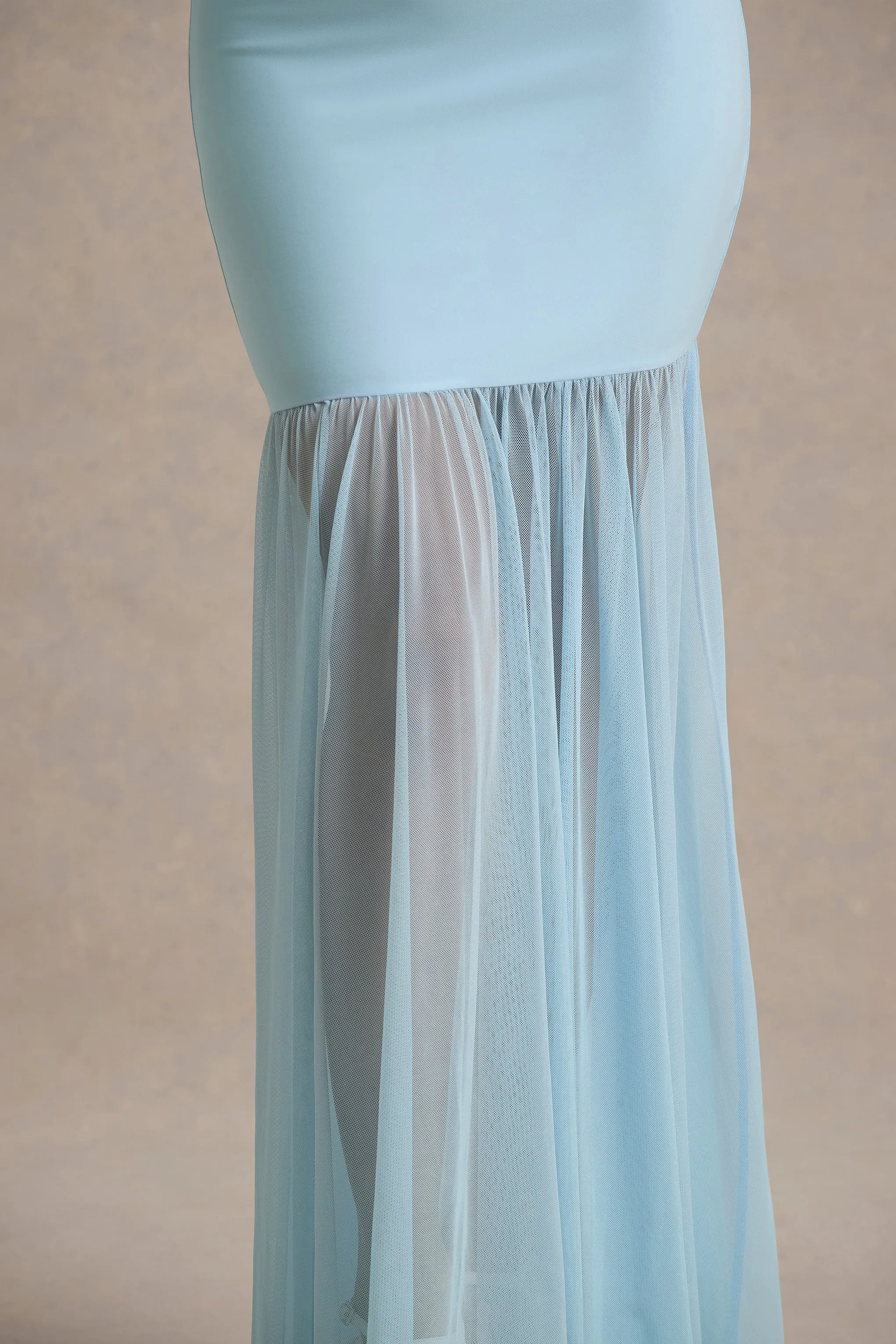 Ernie | Powder Blue Maxi Dress With Chiffon Skirt Club L London