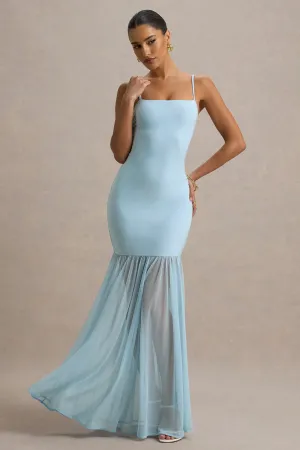 Ernie | Powder Blue Maxi Dress With Chiffon Skirt Club L London