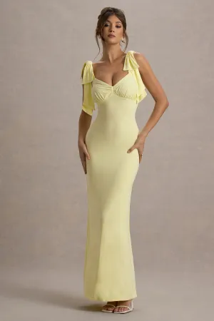 Evanna | Lemon V-Neck Maxi Dress With Bow Straps Club L London