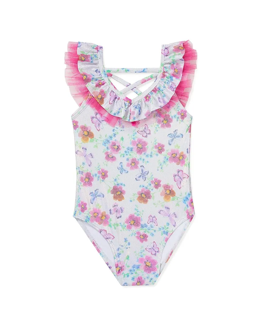 Flapdoodles Flower Butterfly Print One-Piece