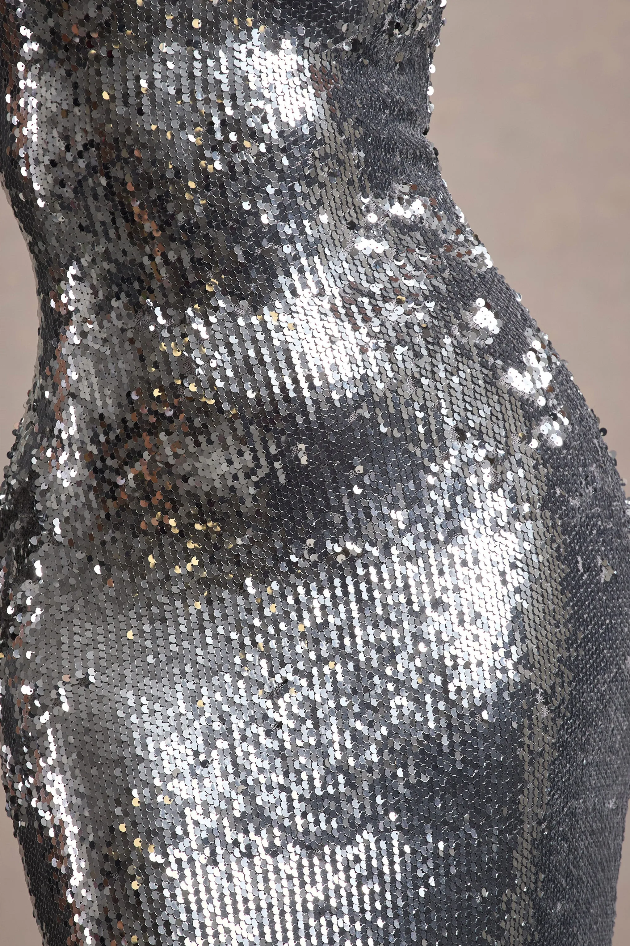 Flashback | Silver Sequin Strappy Maxi Dress Club L London