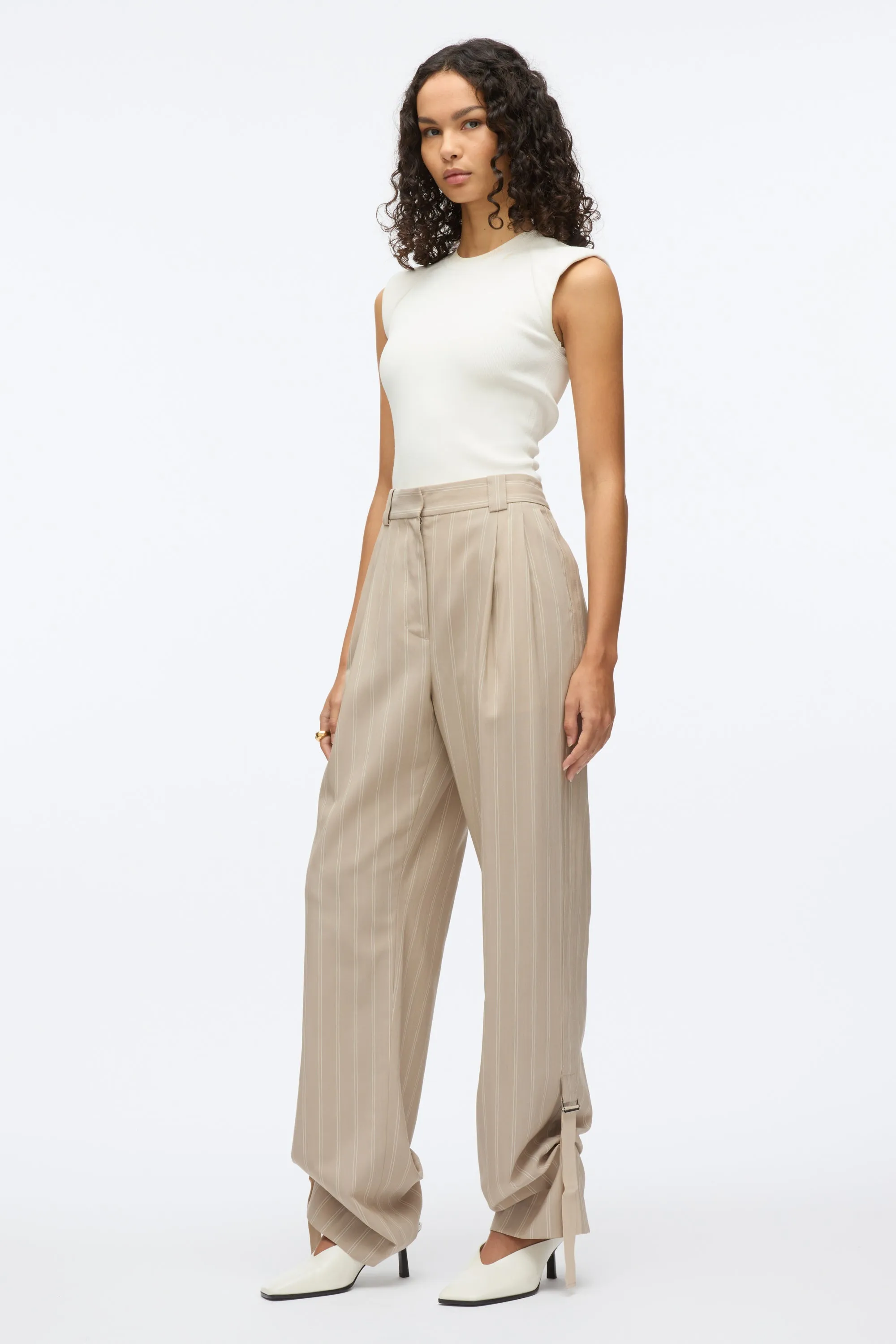 Fluid Pinstripe Single Pleat Pants