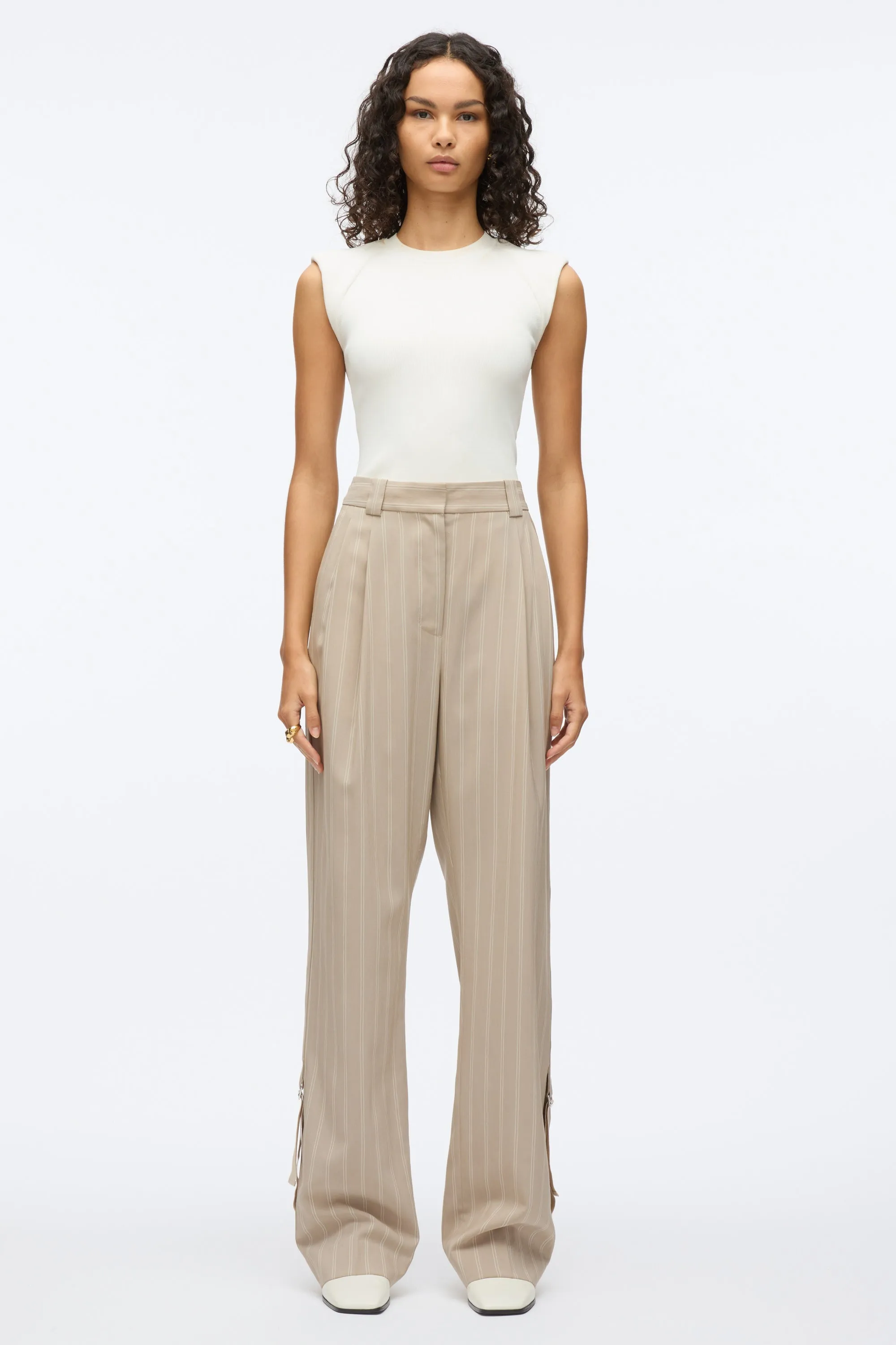 Fluid Pinstripe Single Pleat Pants