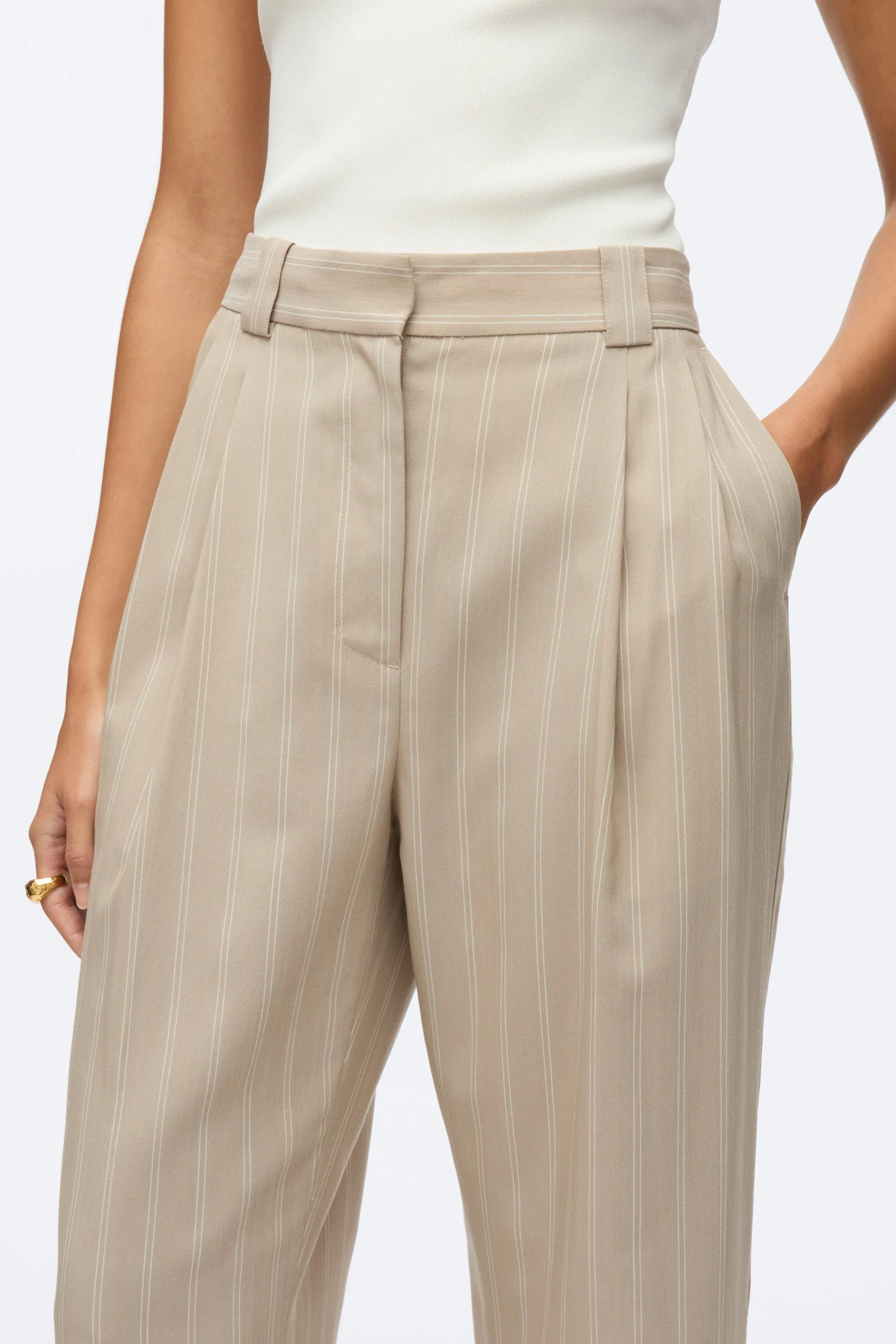Fluid Pinstripe Single Pleat Pants
