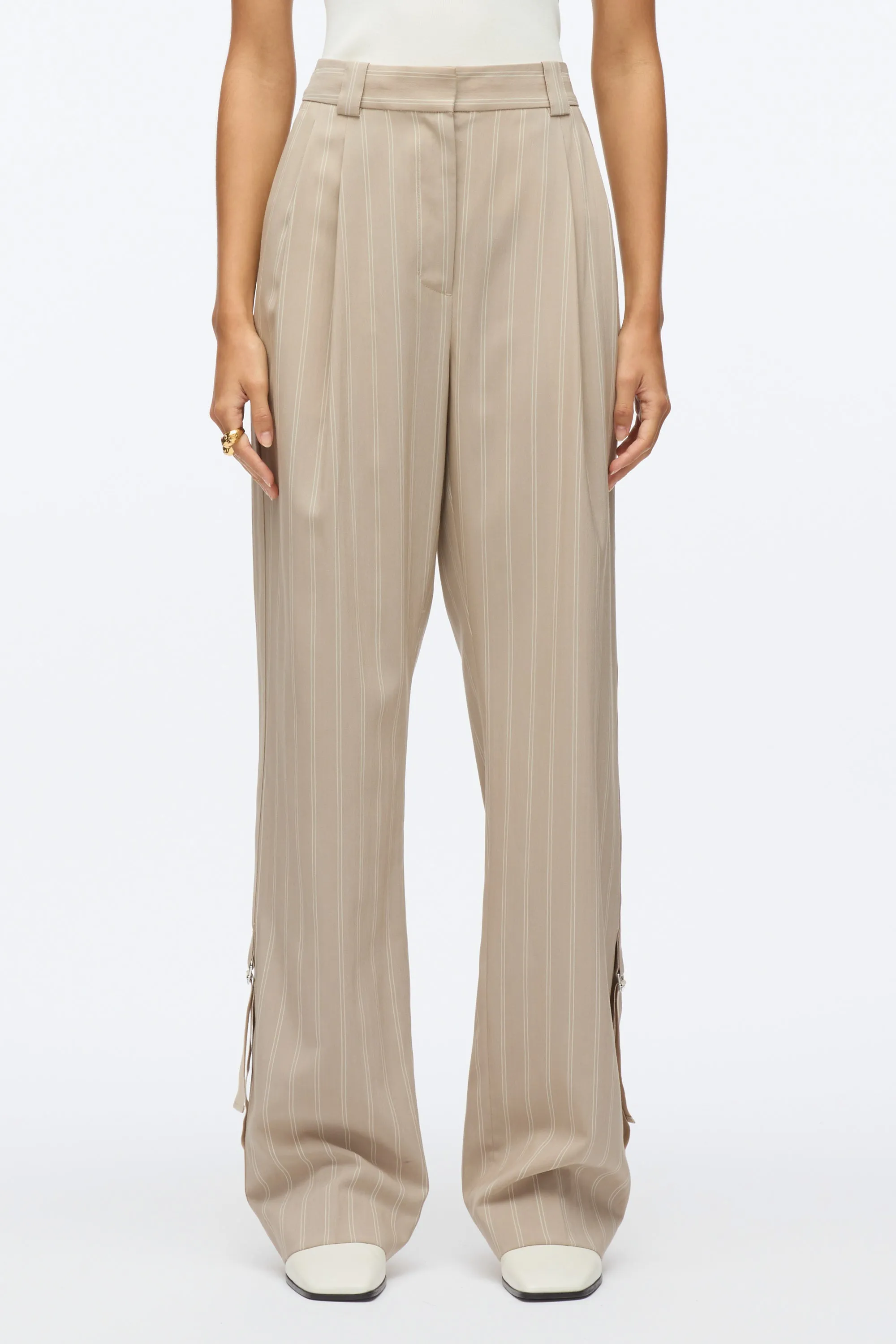 Fluid Pinstripe Single Pleat Pants