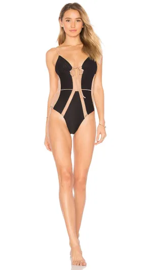 For Love & Lemons La Mer One Piece Swim Black
