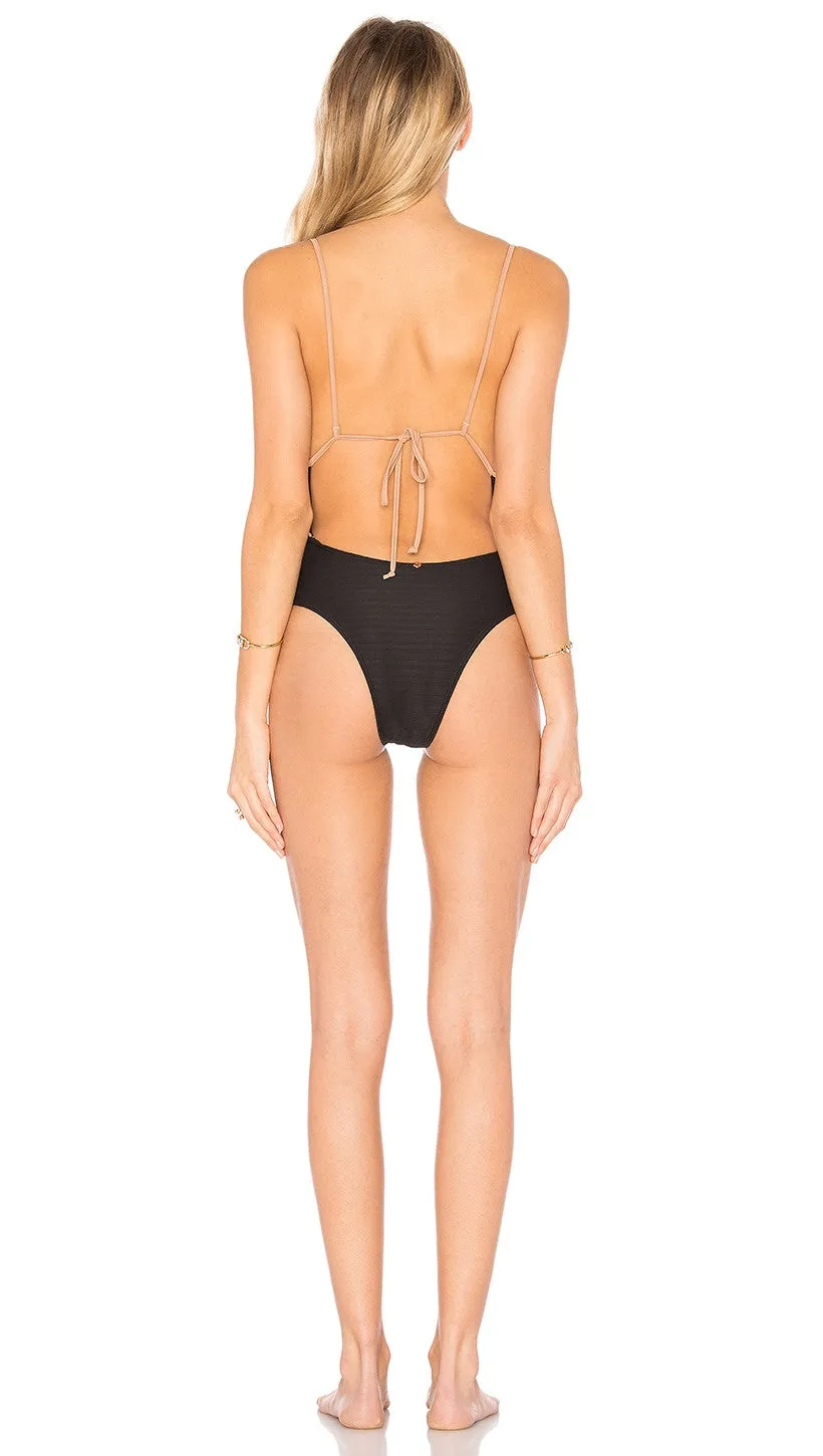 For Love & Lemons La Mer One Piece Swim Black