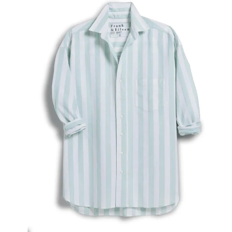 FRANK AND EILEEN - SILVIO UNTUCKABLE BUTTON UP SHIRT IN WIDE STRIPE SAGE OXFORD