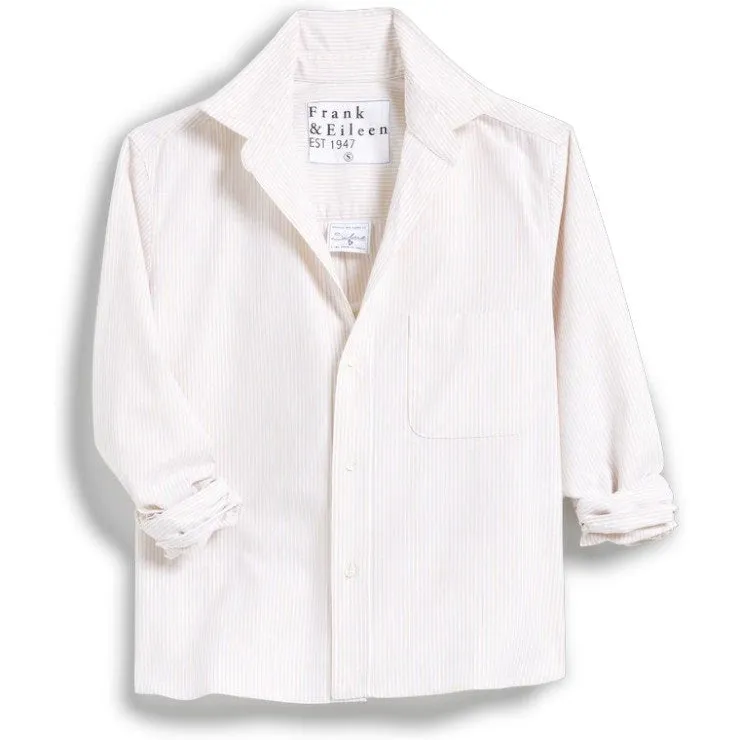 FRANK AND EILEEN - SILVIO UNTUCKABLE BUTTON UP SHIRT IN WIDE STRIPE SAGE OXFORD