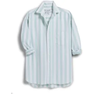 FRANK AND EILEEN - SILVIO UNTUCKABLE BUTTON UP SHIRT IN WIDE STRIPE SAGE OXFORD