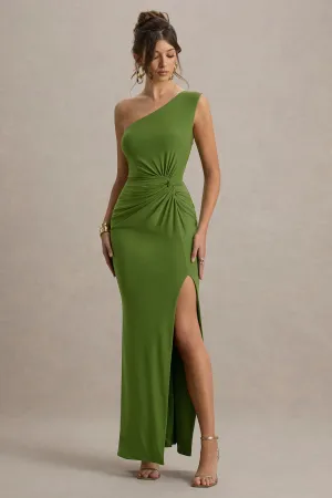 Galene | Green Asymmetric Wrap Maxi Dress Club L London