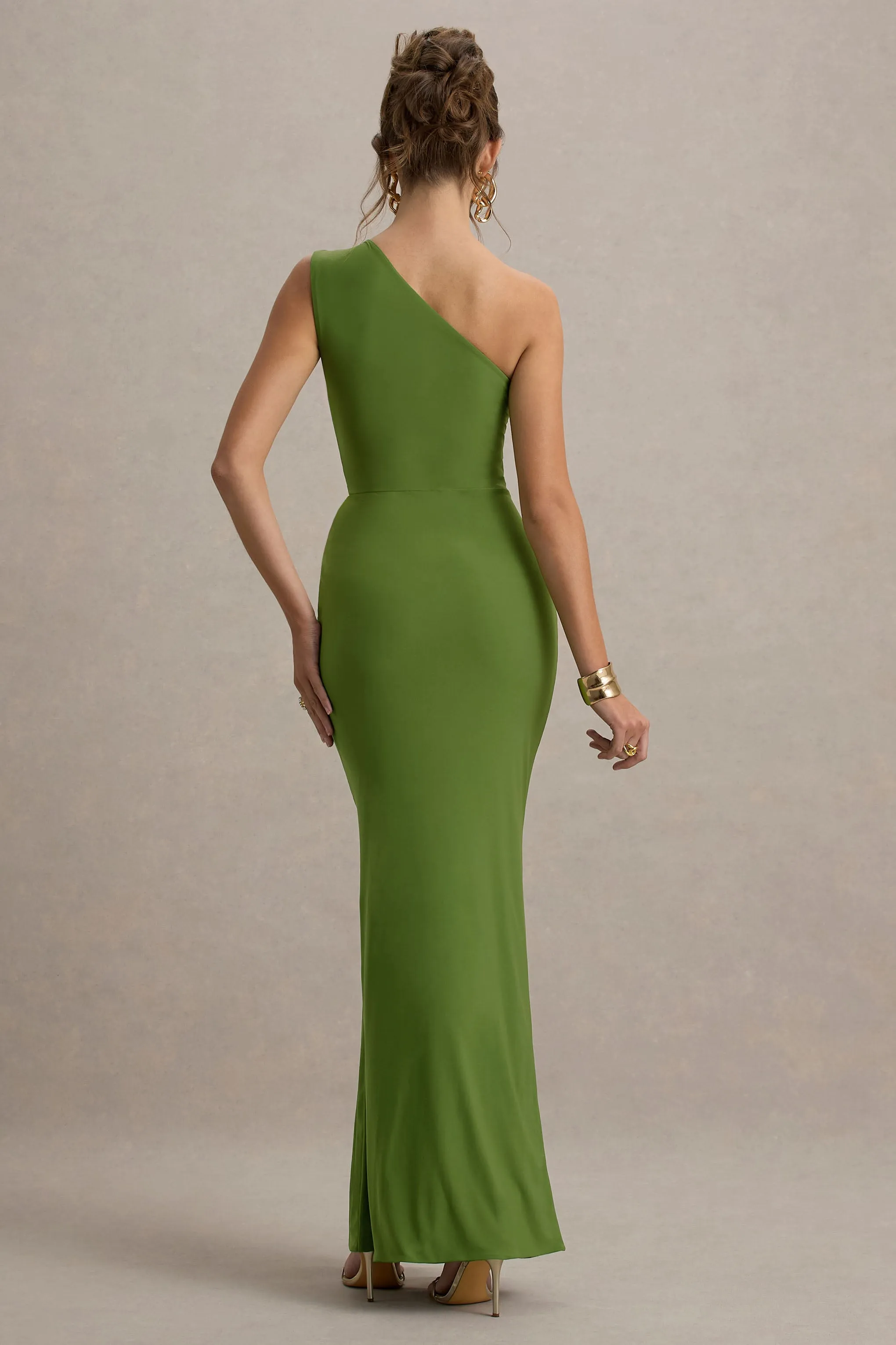 Galene | Green Asymmetric Wrap Maxi Dress Club L London