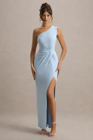 Galene | Powder Blue Asymmetric Wrap Maxi Dress Club L London