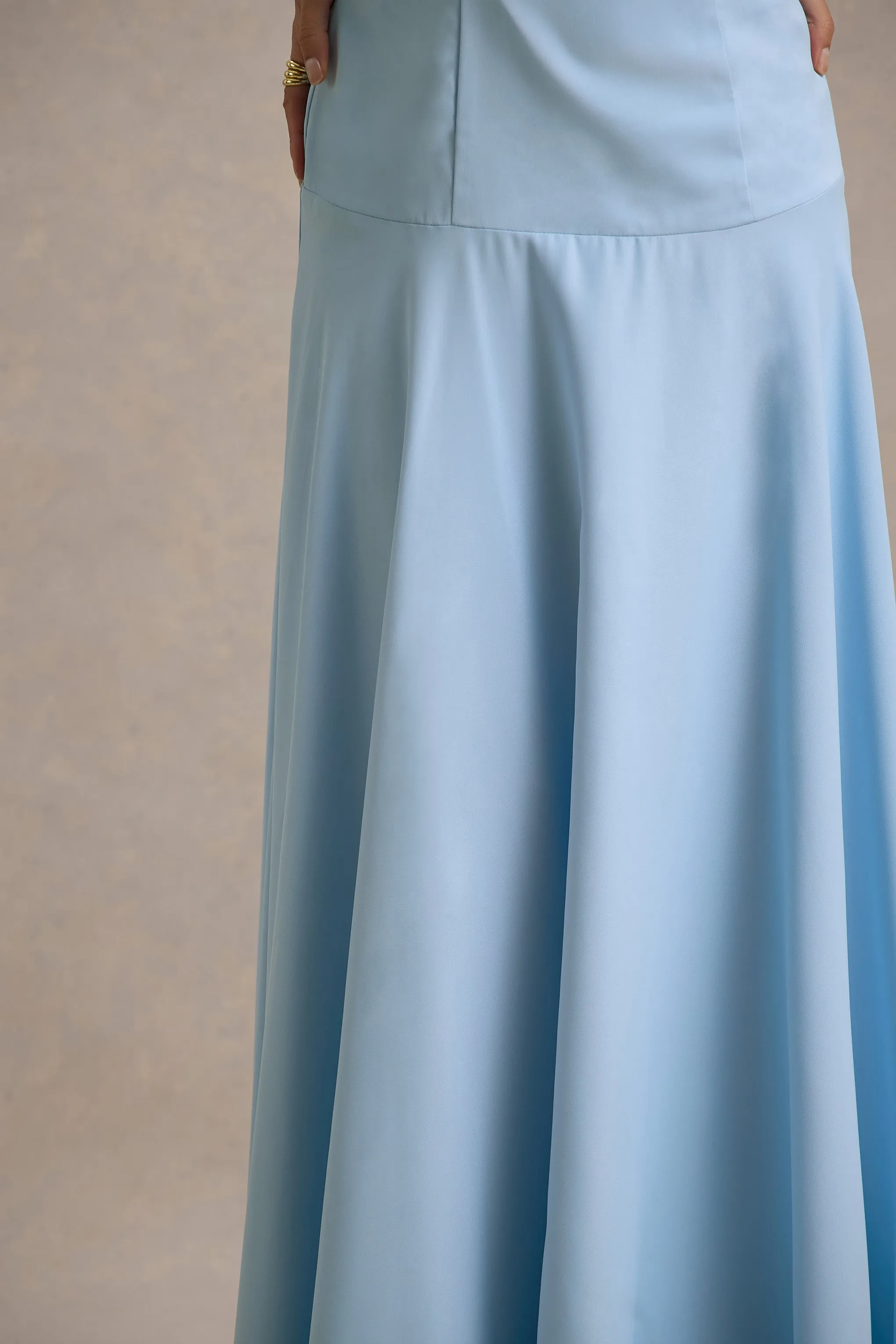 Ginevra | Powder Blue Halter-Neck Slip Maxi Dress Club L London