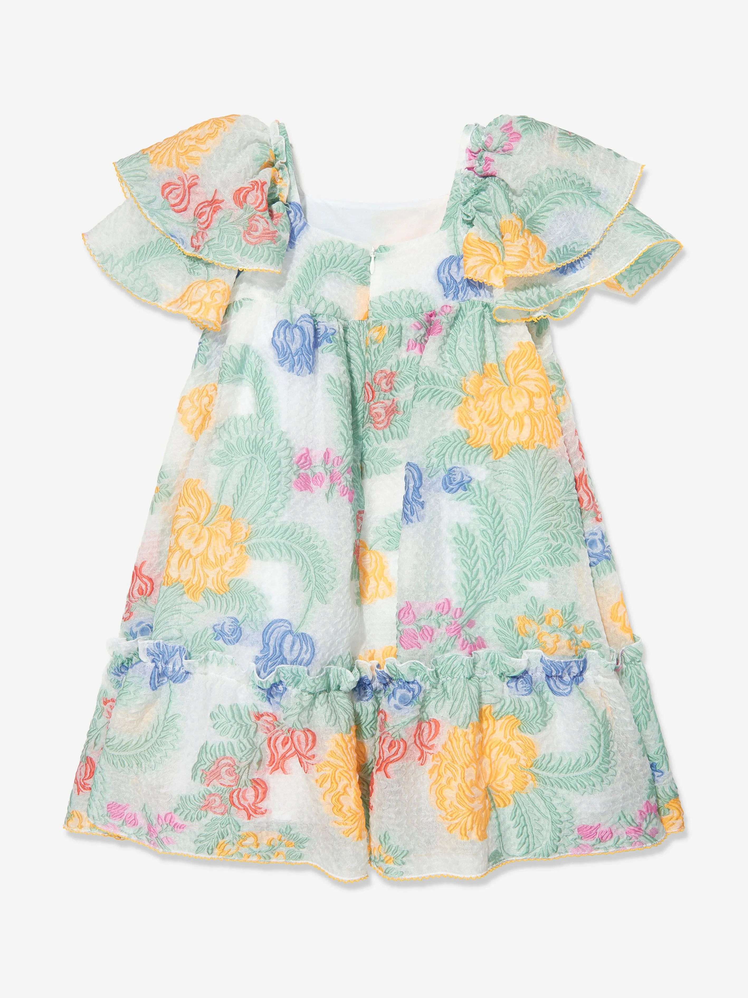 Girls Floral Silk Dress in Multicolour