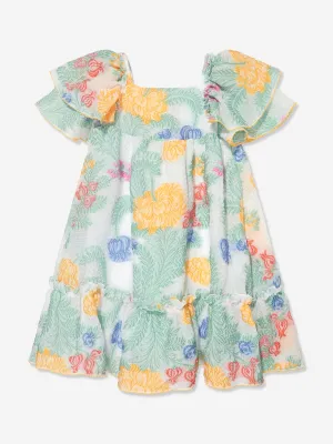 Girls Floral Silk Dress in Multicolour