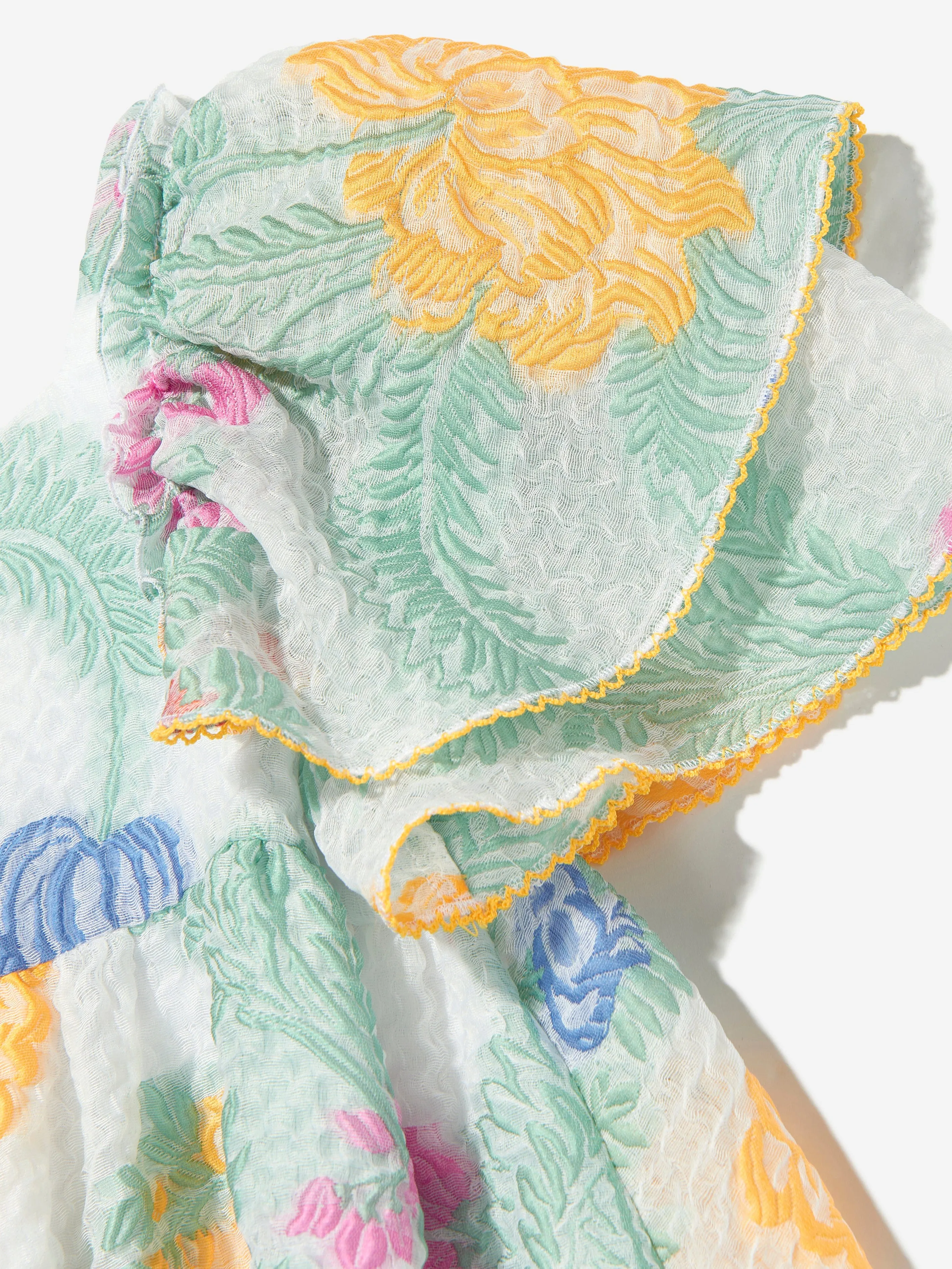 Girls Floral Silk Dress in Multicolour
