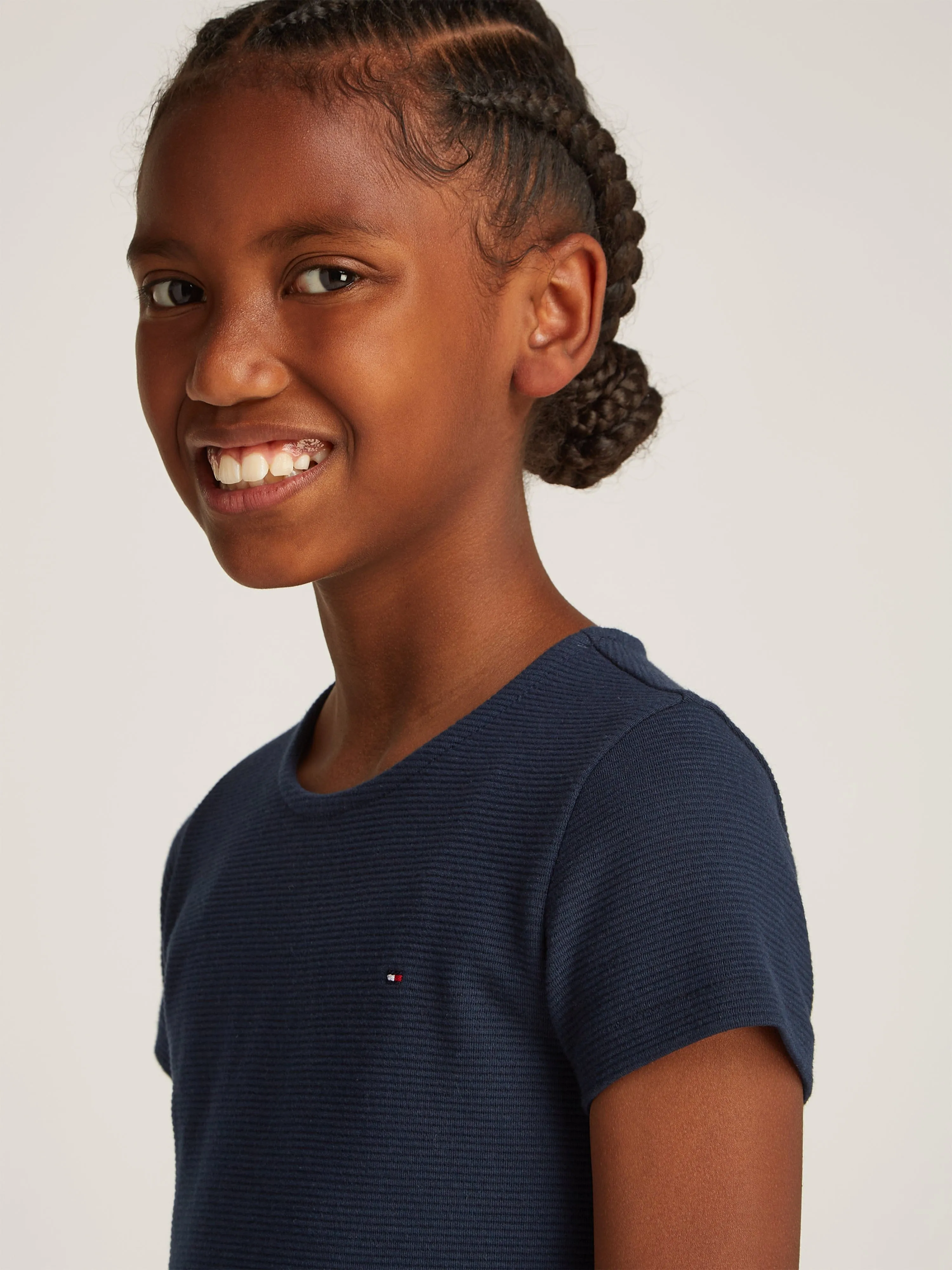 Girls Ottoman Skater Dress in Navy